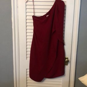One sleeved Red cocktail dress.